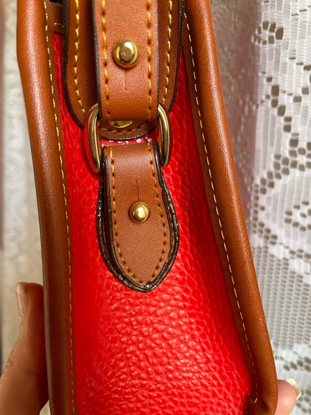 Dooney & Bourke Look Alike Red Pebbled Leather Crossbody Bag - Picture 12 of 16